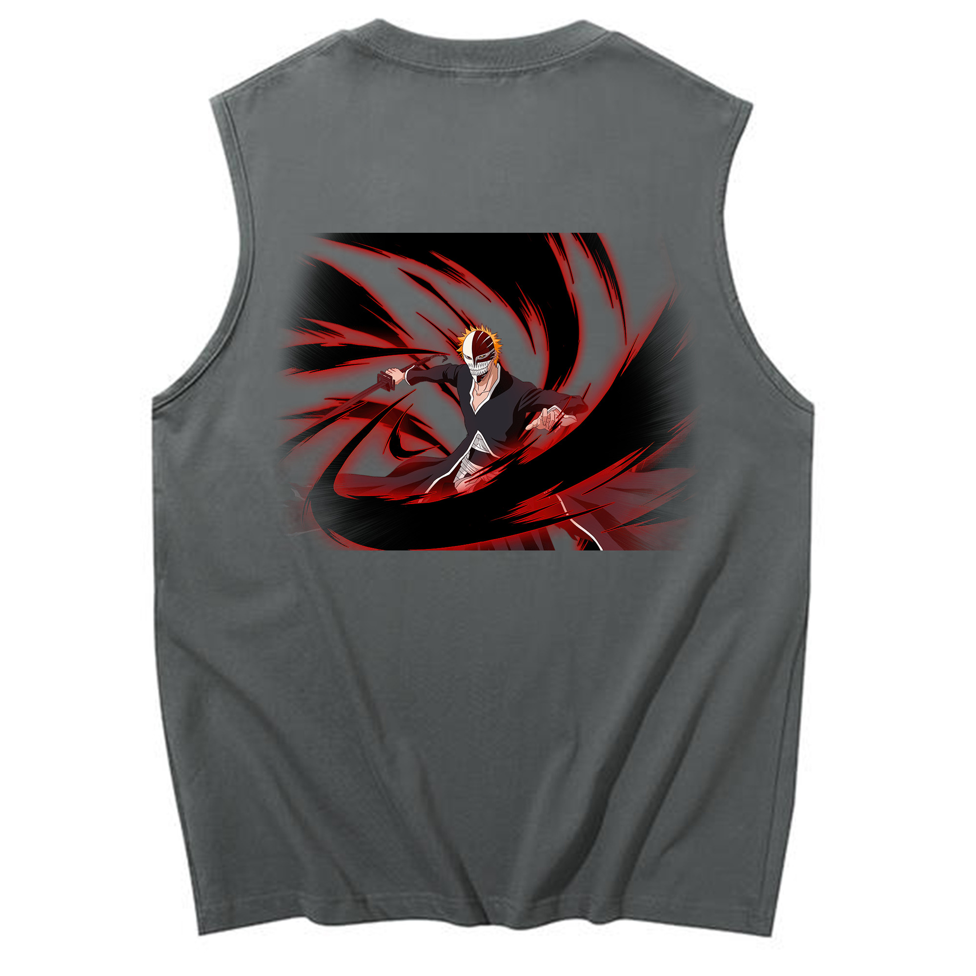（画像用） ブリーチ 黒崎一護（くろさき いちご）BLEACH Kurosaki Ichigo コットン100％タンクトップ（背面プリント）